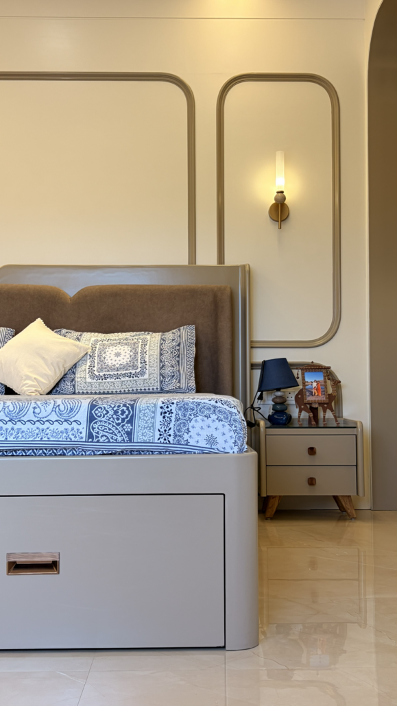 Master bed room interior of The Calisto Apartments Jaipur